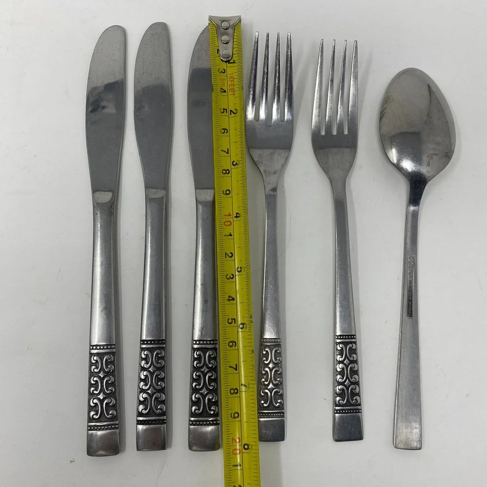 Vtg‎ 70's 6- Rogers Co Casa Vista Stainless Flatware MCM Korea Stanley Roberts